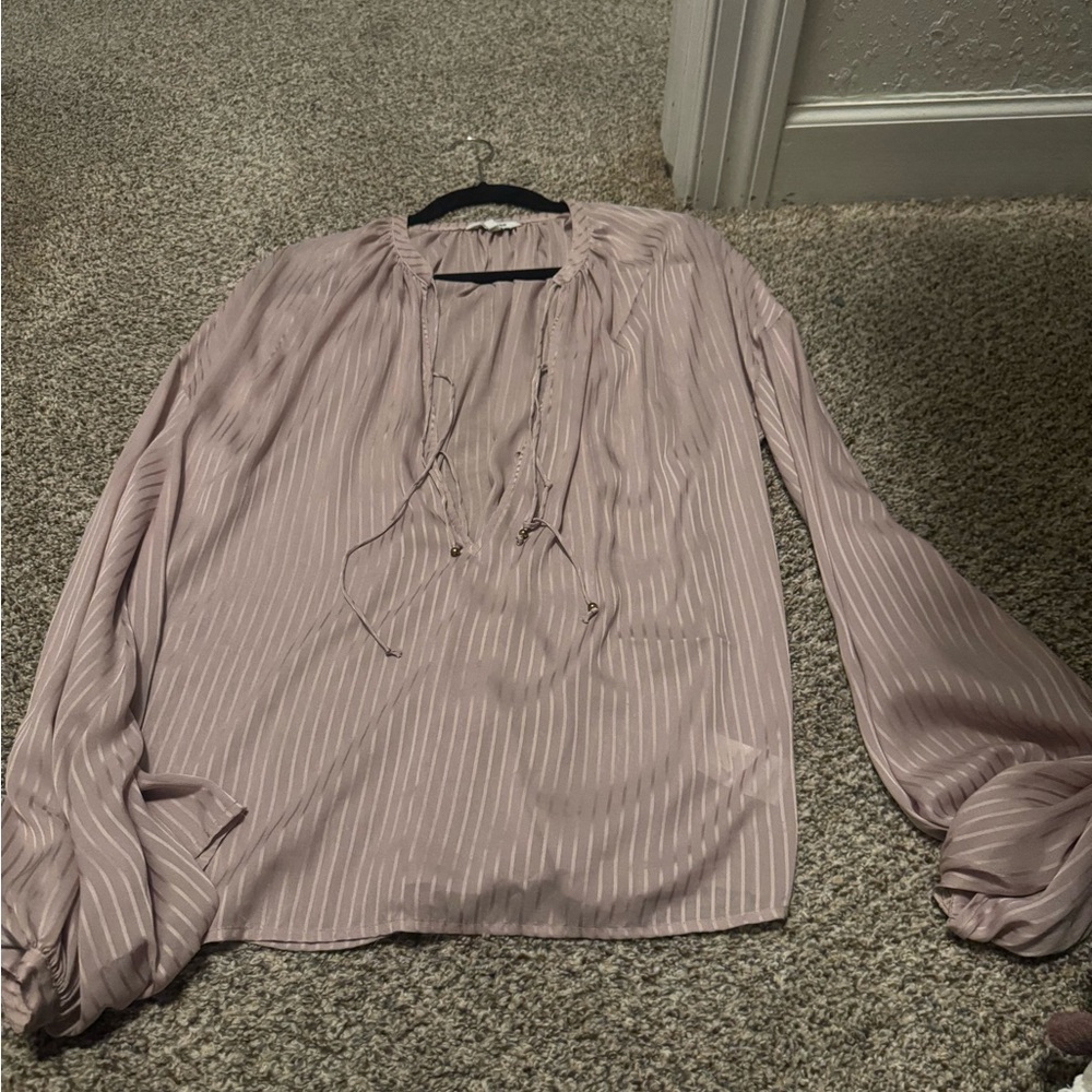 Express Blouse in Soft Pink Stripes